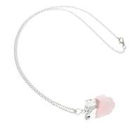 HOMSFOU Collar Irregular de Piedra Rugosa Colgante de Cristal de Flor de Durazno, Cadena de Plata, Accesorio de Moda para Uso Diario y Terapias Alternativas