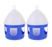 HOMSFOU Comedero para Palomas y Codornices 2l 2 Piezas, Bebedero Portátil de Plástico Color Claro y Azul, Dispensador de Agua Reutilizable para Aves de Corral y Jardín