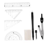 HOMSFOU Compás y Regla Kit De Geometría Matemática De Dibujo para Estudiantes Reglas De Medición Diseño Escolar Compás y Transportador Papelería De Dibujo para Oficina Artículo