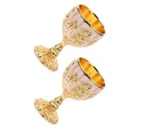 HOMSFOU Copas de Vino Vintage Retro 2 Piezas, Copa para Cócteles y Whisky, Vidrio Brillante Dorado y Crema, Diseño Anti-caída, Elegantes y Portátiles para Fiestas y Decoración