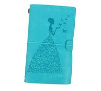 HOMSFOU Cuaderno de Escritura para Estudiantes Retro y Portátil Cuaderno de Notas de Imitación Cuero Color Azul para Diario de Viaje y Registro de Recuerdos