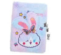 HOMSFOU Cuaderno de Notas A5 de Conejo Kawaii Tapa de Felpa Infantil Cerradura Cuaderno Suave y Adorable para Escritura Diaria para Niñas