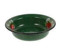 HOMSFOU Cuenco para mezclar esmaltado, color verde y diseño duradero, para lavar verduras y sopa, para uso familiar, tareas de cocina versátiles