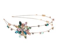 HOMSFOU Diadema de Cristal Gemas de Imitación y Flores, Accesorio Cabello para Mujer, Banda Cabello Colorida, Elegante para Bodas y Fiestas, Diadema para Adultos y Niñas