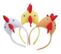 HOMSFOU Diadema de Disfraz de Pollo 3 Piezas Diseño 3d de Gallina Amarilla, Blanca y Marrón, Accesorios Cosplay Animales para Fiestas, Halloween y Carnavales