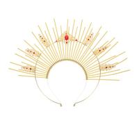 HOMSFOU Diadema de Halo Solar Gótica Amarilla para Mujer y Niñas, Accesorio Decorativo Ligero y Cómodo para Fiesta, Compromiso y Cosplay, Tocado Compacto sin Irritación, Adecuado