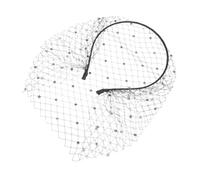 HOMSFOU Diadema Negra Velo de Malla para Mujer, Tocado de Boda y Fiesta, Accesorio Cabello Brillo de Cristal, Banda Femenina para Eventos Obsequios