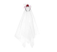 HOMSFOU Diadema para Fiestas Temáticas de Halloween con Velo de Malla Clara, Accesorio Adaptable y Elegante y Disfraces de Novia Fantasma