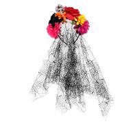 HOMSFOU Diadema para Halloween Tela de Araña y Calavera, Fabricada en Telas, Adecuado para Fiestas de Cosplay y Disfraces de Miedo para Mujeres y Niñas