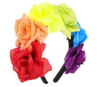 HOMSFOU Diadema para Mujer Flores de Rosa Coloridas, Accesorio para Tocado de Actuación y Fiesta, Banda Creativa para Niñas, Adecuado para Teatro y Celebraciones