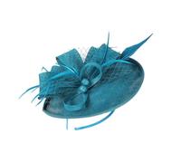 HOMSFOU Diadema para Mujer Flores y Velo de Malla Azul Lago, Banda Femenina para Fiesta y Banquete, Accesorio de Cabello Diseño Delicado para Ocasiones Obsequios