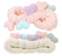 HOMSFOU Diademas Elásticas de Corazón para Mujer 2 Piezas, Cintas Pelo de Spa en Color Beige y Rosa Champán, Accesorios para Maquillaje y Lavado Facial, Suaves y Cómodas Cuidado Piel