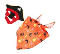 HOMSFOU Disfraz de Pirata para Mascota y Gato Bufanda Triangular Naranja de Poliéster, Accesorio Adorable para Fiestas de Mascotas y Celebraciones
