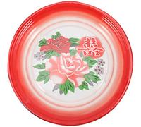 HOMSFOU Enamel Serving Plate, Asian Style Food Dish, Multi-Functional Dessert Plate, Decorative Round Tray, 14 Inches, Random Colored