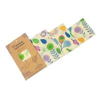 HOMSFOU Envolturas de Alimentos de Cera de Abeja Natural 3 Unidades Reutilizables de Algodón Orgánico Color Morado Estampado Floral para Conservación Ecológica y Color Aleatorio