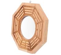 HOMSFOU Espejo Convexo Bagua de Madera Marrón, Estilo Vintage Tradicional