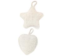 HOMSFOU Esponja de Ducha Lufa Doble Cara 2 Piezas, Exfoliante Corporal Natural, Esponja Vegetal para Baño y Limpieza de Piel, Tamaño Compacto para Uso Diario y Viaje