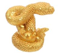 HOMSFOU Estatua de Serpiente Dorada de Resina Modelado Realista para Decoración de Escritorio Estilo Chino, Pequeña Figura Decorativa Hogar y Oficina