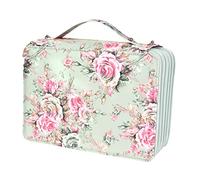 HOMSFOU Estuche para Lápices de Colores Compartimentos Diseño de Rosas Asa para Llevar Gran Capacidad Multicapa para Guardar Obras de Arte y Llevar Escuela o Taller de Arte