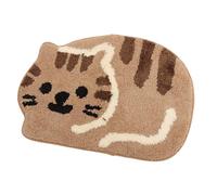 HOMSFOU Felpudo Antideslizante para Interiores de Baño y Dormitorio, Alfombra Absorbente de Felpa Diseño de Gato, Color Caqui, Alfombra Decorativa para Hogar y Cocina
