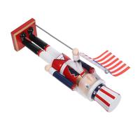 HOMSFOU Figura de Soldado de Madera con Boca Móvil y Bandera Estadounidense, Adorno Festivo para Estantes en Celebración y Navidad