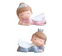 HOMSFOU Figuras de Resina Príncipe y Princesa para Pastel de Cumpleaños, Set de 2 Piezas Pequeñas, Decoración Delicada para Tartas y Adornos para Coche, Diseño Encantador para Fiestas