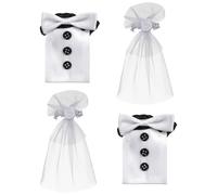 HOMSFOU Funda para Botella de Vino Boda, Juego 4 Piezas Traje Masculino y Femenino, Decoración Creativa para Botellas, Tela Lavable Reutilizable, Obsequio Romántico para Matrimonio