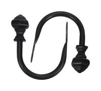 HOMSFOU Ganchos de Cortina de Pared de Hierro Negro para Dormitorio y Baño, Alzapaños Modernos Decorativos de 2 Piezas Forma Única para Gestión de Luz Natural y Privacidad