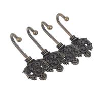 HOMSFOU Ganchos de Pared Rústicos Dorados de Hierro, 4 Piezas Multifuncionales para Colgar Abrigos y Sombreros en Salas y Dormitorios Estilo Vintage