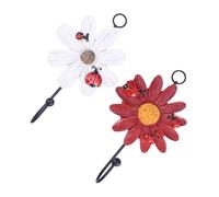 HOMSFOU Ganchos para Colgar Pared 2 Piezas de Resina Diseño de Margarita, Colores Claro y Rojo, Soporte para Sombreros, Abrigos y Llaves, Ideales para Cocina y Baño