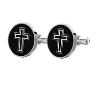 HOMSFOU Gemelos Cruzados Masculinos de Acero Inoxidable, Botones Decorativos Negros para Camisa, 1 Par, Accesorios de Ropa Formales para Bodas y Negocios