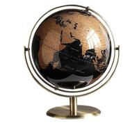 HOMSFOU Globo Terráqueo Giratorio de 20 CM para Escritorio Modelo Didáctico Interactivo en Color Negro y Dorado Decoración Educativa Estudiantes Adorno Estable para Oficina y Aula
