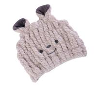 HOMSFOU Gorro de Toalla Absorbente para Secar el Pelo de Ñiño, Gorro de Secado Rápido Cabello, Tamaño Pequeño, Color Sonrisa Café, Accesorio para Baño y Cuidado Personal