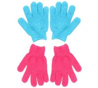 HOMSFOU Guantes Exfoliantes para Ducha 4 Unidades Diseño Jacquard, Material Duradero y Muñequera Elástica, para Cuerpo y Piel Sensible, Color Azul Verde y Rosa, Cuidado Corporal Eficaz