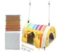 HOMSFOU Hamaca Colgante para Pájaros Pequeños, Cama Cálida para Dormir Jaula, Tienda de Campaña Transpirable para Periquitos, Nido para Loros y Canarios, Tamaño Pequeño, Color Arcoíris