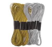 HOMSFOU Hilo de Bordar Metálico para Manualidades 12 Madejas de 8 M 12 Hebras Oro y Plata para Punto de Cruz, Pulseras de Amistad y Costura de Cheongsam