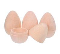 HOMSFOU Huevos de Pascua de Madera Huecos para Manualidades, 4 Unidades 7x5 Cm, Diseño Base Plana, sin Pintar, para Pintar y Decorar, Rellenable, Ideales para Bricolaje y Decoración