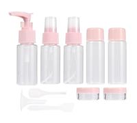 HOMSFOU Juego de 11 Botellas de Cosméticos Rellenable para Viaje, Envases de Pet Resistentes, Color Rosa, Kit Portátil para Champú, Loción, Gel de Ducha y Maquillaje