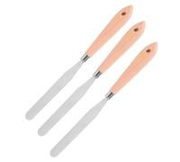 HOMSFOU Juego de 3 Espátulas para Pintura al Óleo y Acuarela, Hojas de Acero Inoxidable, Mango de Madera Ergonómico, Herramienta Multifuncional para Mezcla y Raspado en Arte Profesional