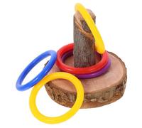 HOMSFOU Juguete de Entrenamiento para Loros y Aves en Madera, Anillos de Colores para Resolver Acertijos y Entrenamiento Diario en Jaulas Color Aleatorio