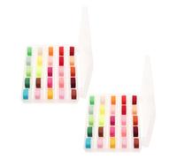 HOMSFOU Kit de 2 Cajas Organizadoras para Canillas Aplicables de Máquina de Coser con 25 Compartimentos Plástico Transparente y Bobinas Precargadas de Hilo de Colores Cálidos para