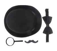 HOMSFOU Kit de Accesorios de Cosplay para Disfraz de Detective, 1 Set Sombrero, Bigote Duradero, Lupa y Pajarita, Adecuado para Juegos de Simulación Infantiles y Fiestas de Disfraces