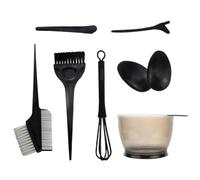 HOMSFOU Kit de Tintura de Cabello 7 Piezas Negro, Set de Herramientas para Teñir Cabello Pincel Flexible, Cuenco para Mezcla, Accesorios Profesionales para Peluquería en Casa y Salón