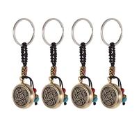 HOMSFOU Llavero de Mono del Zodiaco Chino 4 Piezas con Monedas Giratorias de Latón Ligero y Compacto para Llaves y Bolsos Adecuado para Viajes y Decoración Feng Shui