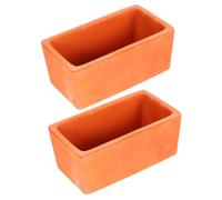 HOMSFOU Macetas Decorativas de Arcilla para Suculentas, 2 Piezas Rectangulares Poco Profundas, Aptas para Cultivo en Interiores y Espacios al Aire Libre