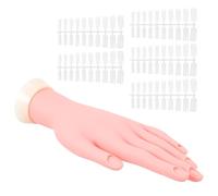 HOMSFOU Mano Falsa Flexible para Práctica de Uñas Molde de Silicona y 100 Puntas, Adecuado para Kit de Entrenamiento en Manicura y Técnicas de Salón