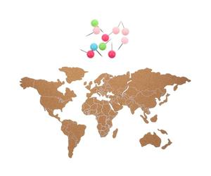HOMSFOU Mapa de Viajes en Tablero de Corcho de Madera Autoadhesivo, Decoración de Pared Mapa del Mundo Hogar, Ligero y Delicado Color Aleatorio