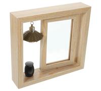 HOMSFOU Marco de Fotos Urna para Cenizas Pequeñas, Marco Giratorio de Madera para Recuerdo de Mascotas y Seres Queridos, Base Plana para Escritorio, Tamaño 21X23 CM