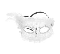 HOMSFOU Máscara de Media Cara para Mujer Elegante con Plumas de Color y Encaje, Reutilizable y Cómoda para Fiestas de Disfraces y Eventos Temáticos