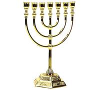 HOMSFOU Menorá Alta De Janucá Judaica Tradición Menorá Judía Candelabro De 7 Ramas Portavelas De Hanukkah Candelabro Religioso Decoración De La Pared Candelabros Israel Metal Candelero